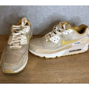 Nike Air Max 90 W Sz 9 Color Way String Wheat Wheat Gold Athletic Streetwear